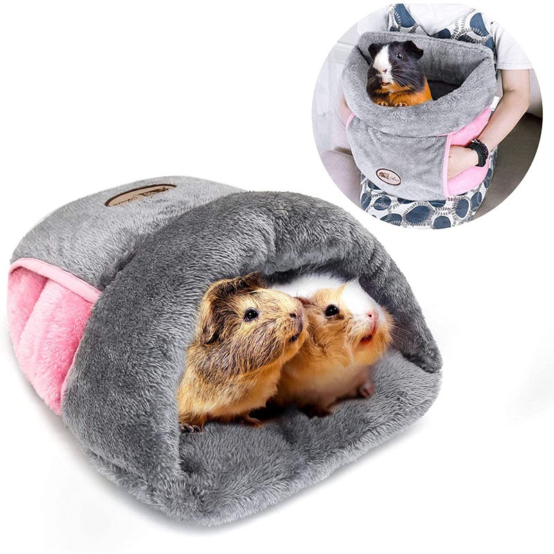 YUEPET Guinea Pig Bed Cuddle Cave Warm Fleece Cozy House Bedding Sleeping Cushion Cage Nest for Small Animal Squirrel Chinchilla Rabbit Hedgehog Cage Accessories (Grey) - Image 1